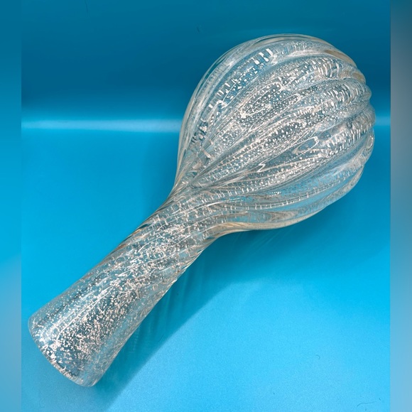 Mikasa by Kurata Handcrafted Swirl Crystal Glass White Bud Vase w/ Silver Flakes - Picture 6 of 13